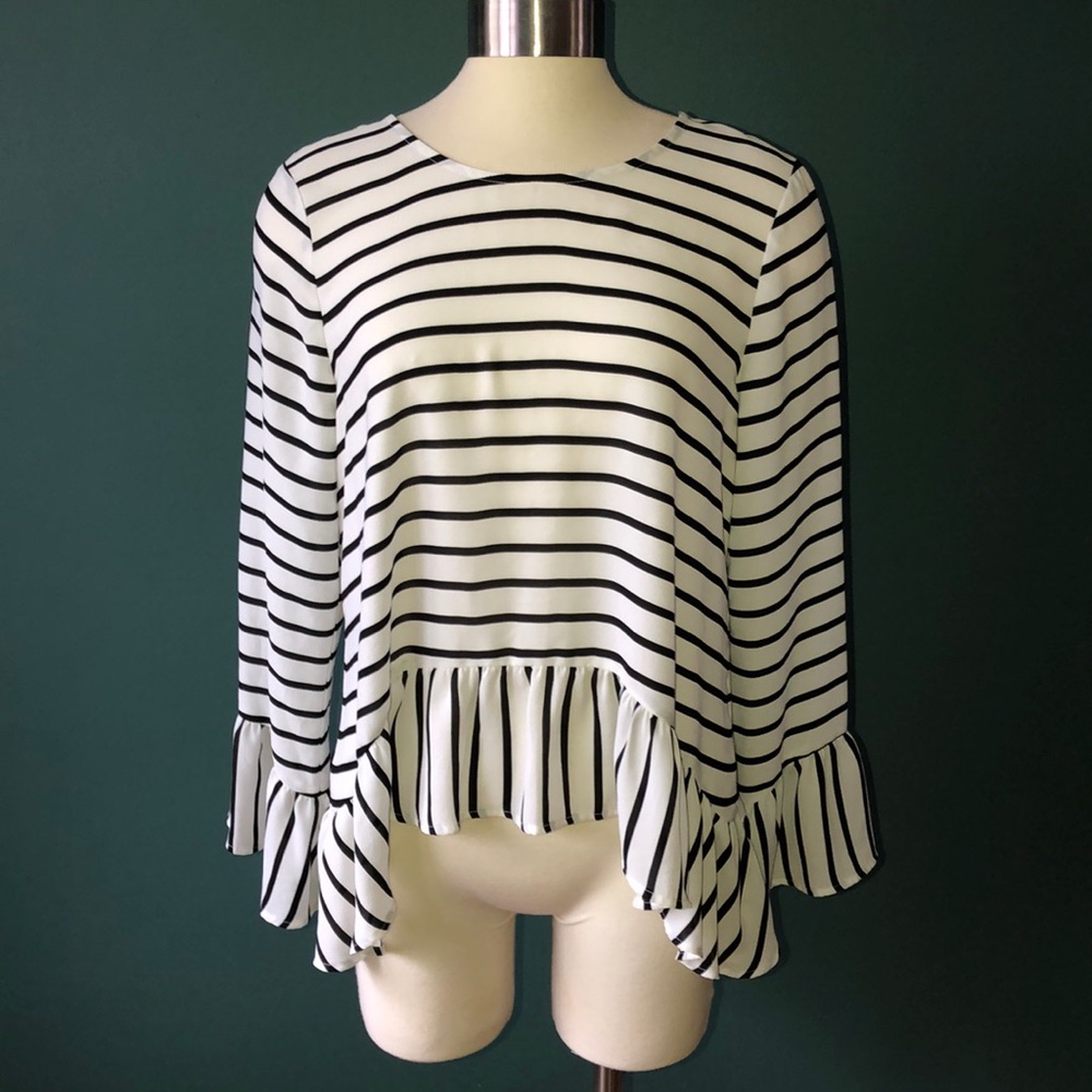 Stripped Bell Sleeve